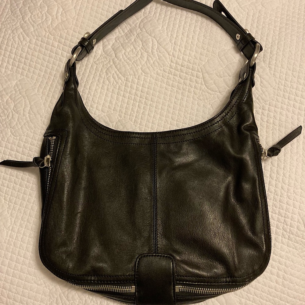 HOBO Classic Black Leather Shoulder Bag
